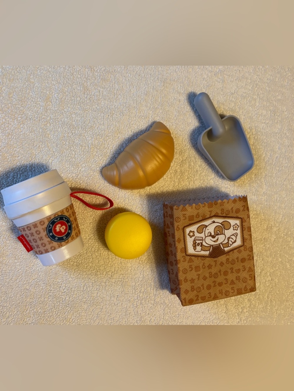 Fisher Price Bakery Barista Items (Croissant, Macaron, Coffee)